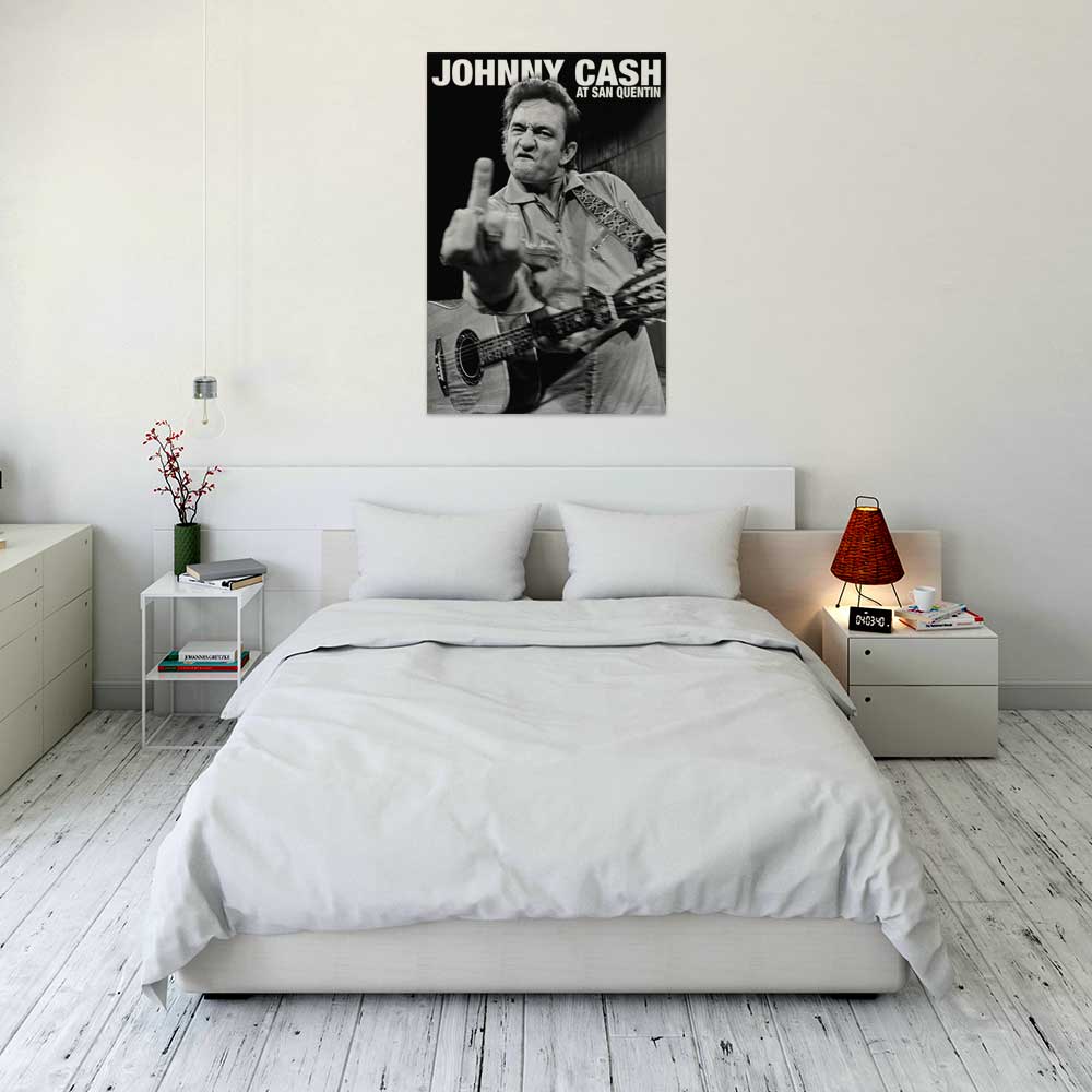 Johnny Cash Middle Finger San Quentin Poster - 24" x 36": Rolled and Labeled