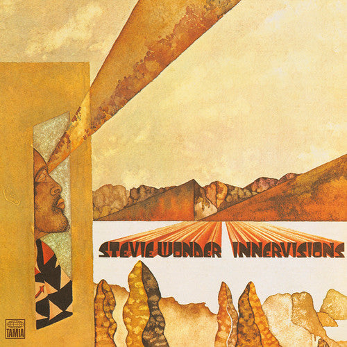 Album cover for 'Innervisions' by Stevie Wonder with abstract design and text.