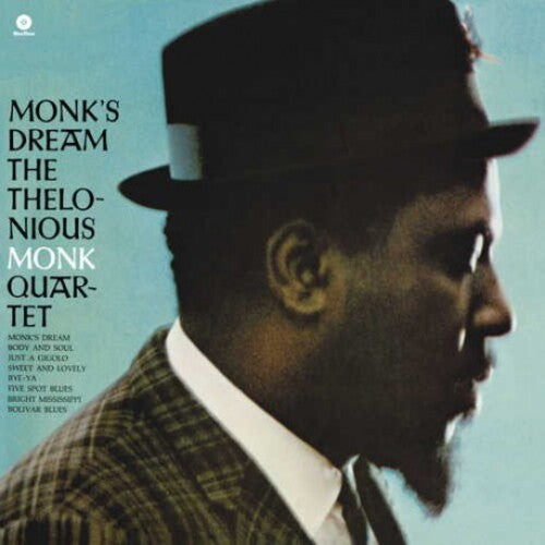 Album cover of 'Monk's Dream' by The Thelonious Monk Quartet with a silhouette of a man wearing a hat and suit.