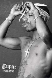 Tupac - Smoke - Regular Poster 25 X 36

Black and white portrait of a shirtless person with tattoos, wearing a necklace and bracelet.