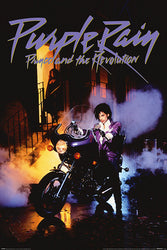 Prince
Purple Rain
Regular Poster
Size: 24x36

Promotional poster for 'Purple Rain' featuring Prince and the Revolution on stage with a motorcycle.