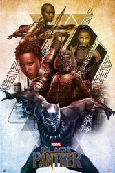 Black Panther
Art
Regular Poster
Size: 24x36

Promotional poster for 'Black Panther' featuring characters from the movie.