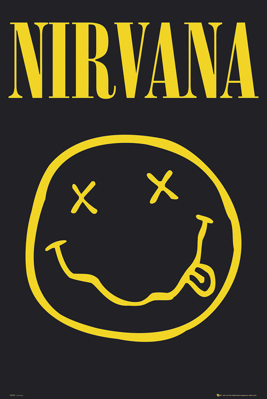Nirvana logo with yellow smiley face and 'Nirvana' text on a black background