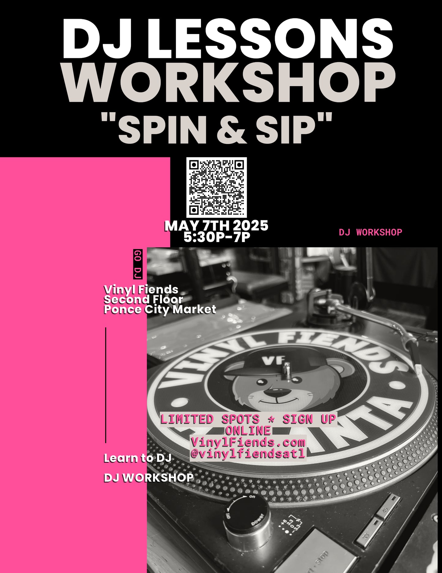 Spin & Sip - DJ Lessons Workshop - 90 min