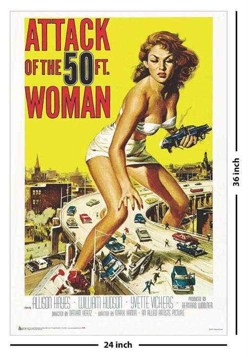 Attack of the 50 Foot Woman Poster - 24" x 36": Shrinkwrapped on Cardboard