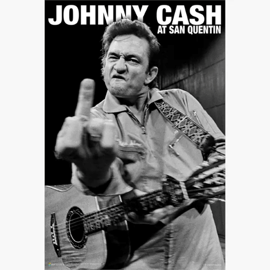 Johnny Cash Middle Finger San Quentin Poster - 24" x 36": Rolled and Labeled