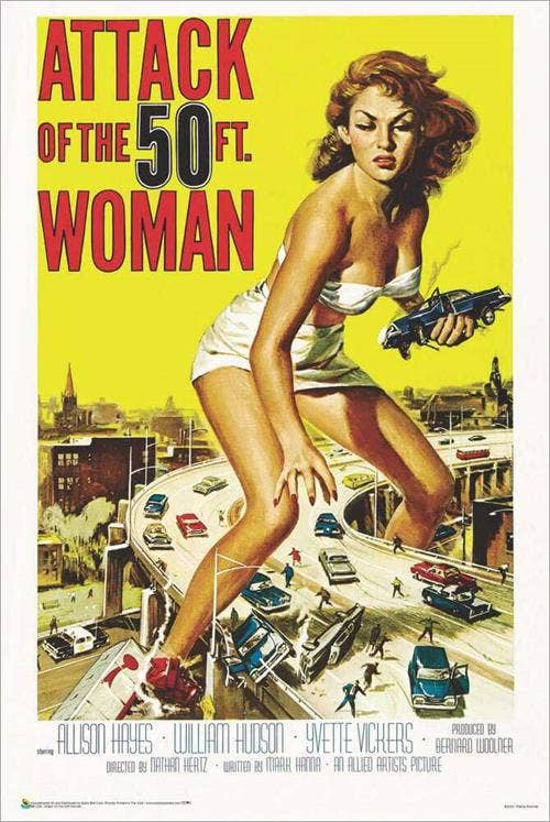 Attack of the 50 Foot Woman Poster - 24" x 36": Rolled and Labeled