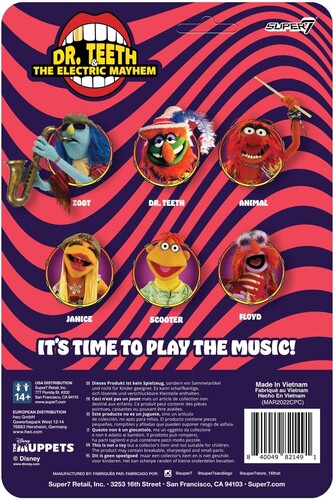 Super7 - Muppets ReAction Figures Wave 1 - Electric Mayhem Band - Dr Teeth (Collectible, Figure, Action Figure)